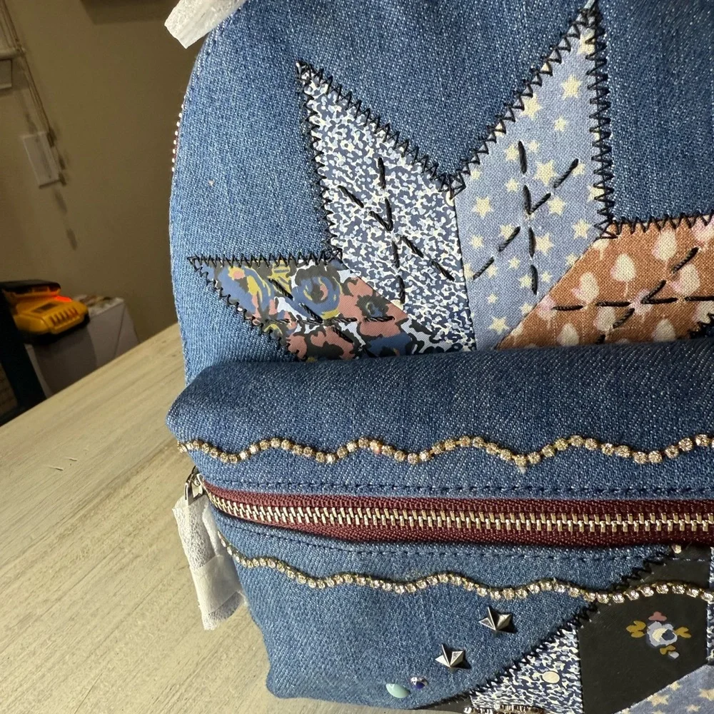 Coach Mini Charlie Denim Star Patchwork Backpack